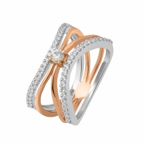 TWISTED DIAMOND RING 18KT ROSE GOLD